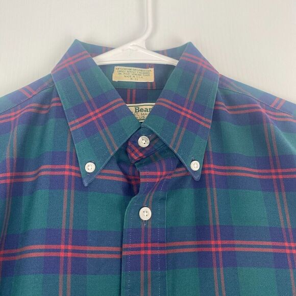 L.L Bean Button Down Shirt Mens SZ 16-33 Striped Long Sleeve  Cotton Made in USA - Picture 10 of 11